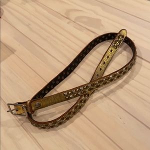 Balthazar Studded Gold Leather Belt - fr Barney’s